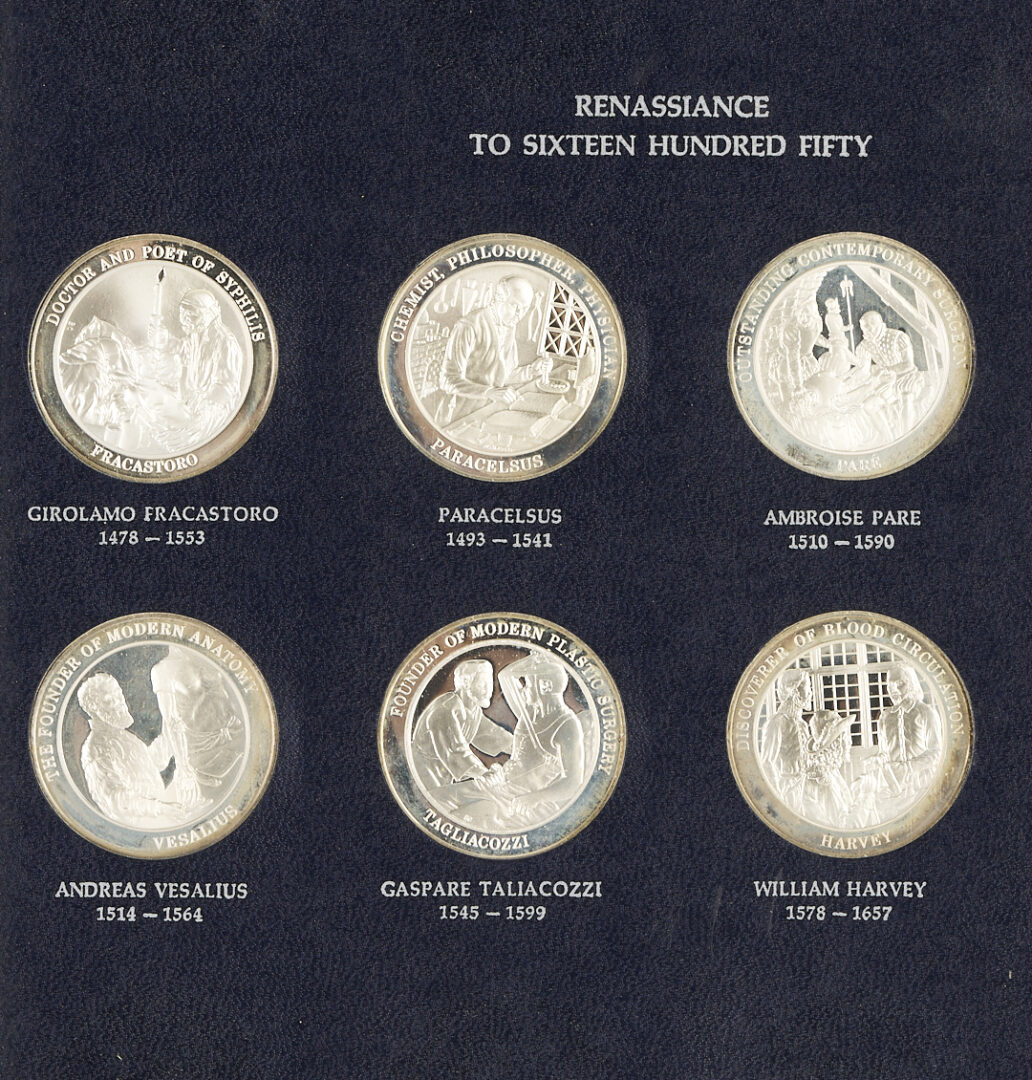 Lot 525: Franklin Mint History of Medicine, 60 Sterling Silver Medals, 53 oz.