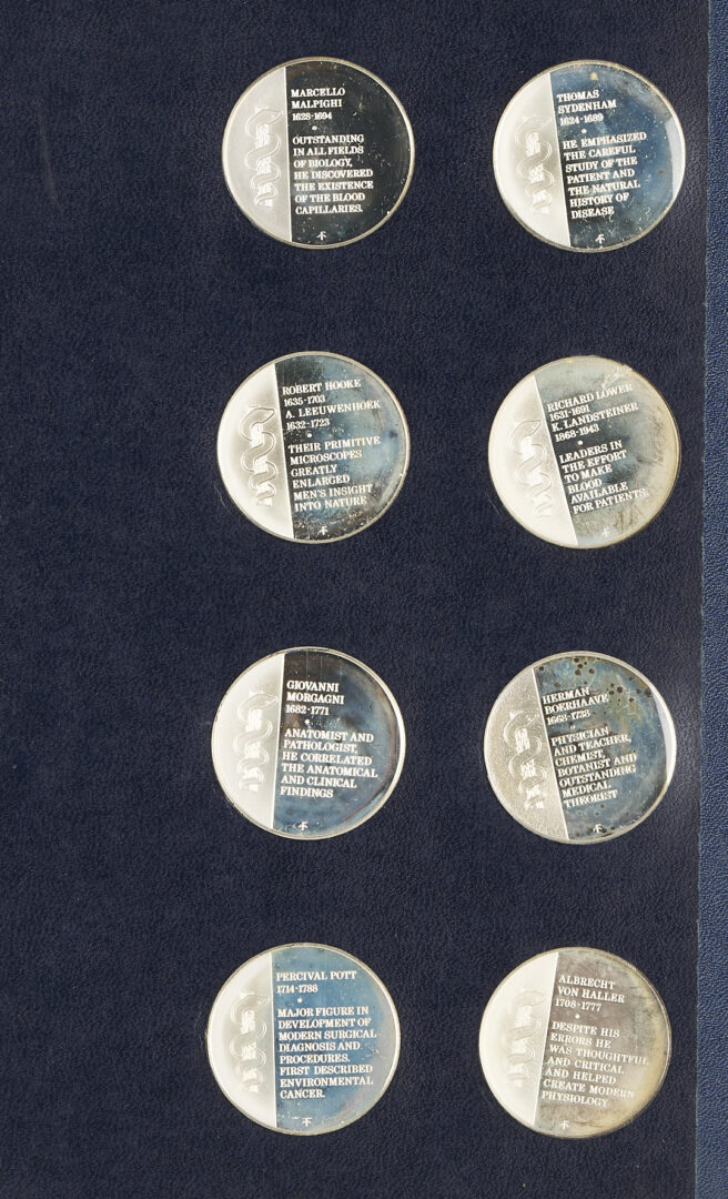 Lot 525: Franklin Mint History of Medicine, 60 Sterling Silver Medals, 53 oz.