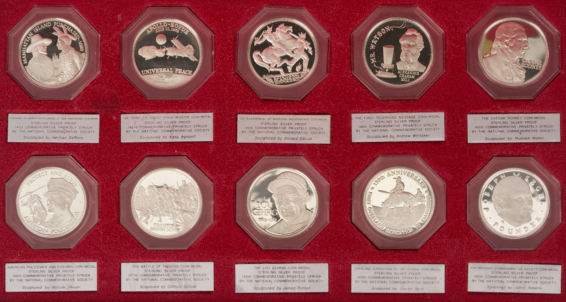 Lot 526: Natl. Commemorative Society Series III Sterling Silver Medals, 69 oz.