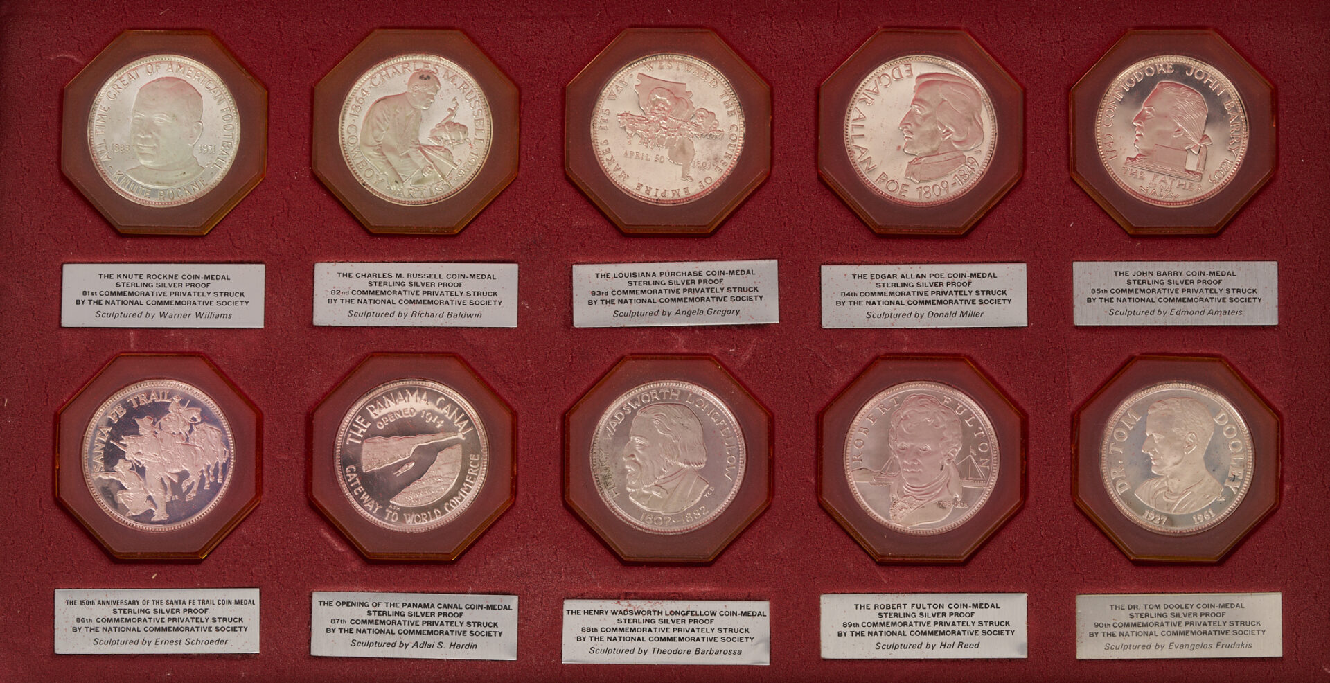 Lot 526: Natl. Commemorative Society Series III Sterling Silver Medals, 69 oz.