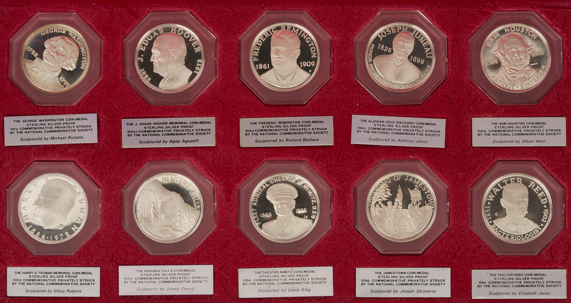 Lot 526: Natl. Commemorative Society Series III Sterling Silver Medals, 69 oz.