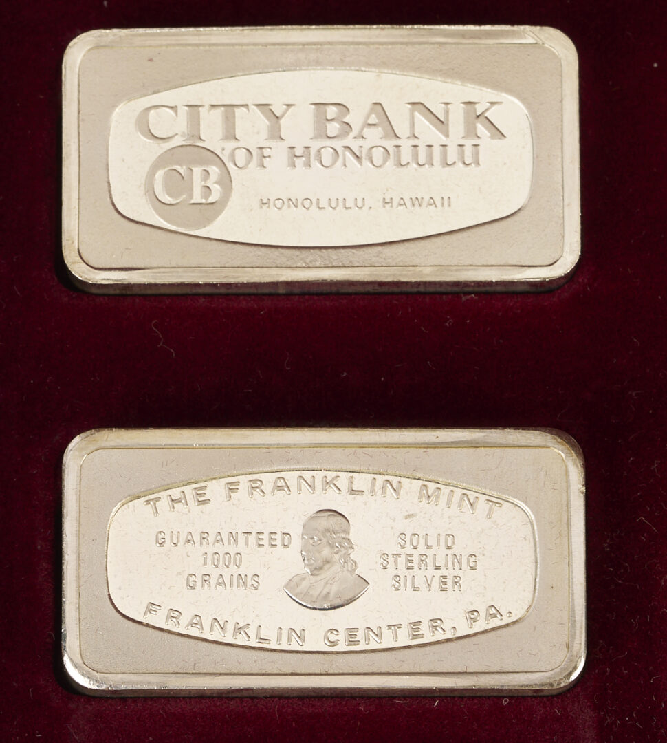 Lot 527: Franklin Mint Sterling Silver Ingots, 50 States, 106 oz.