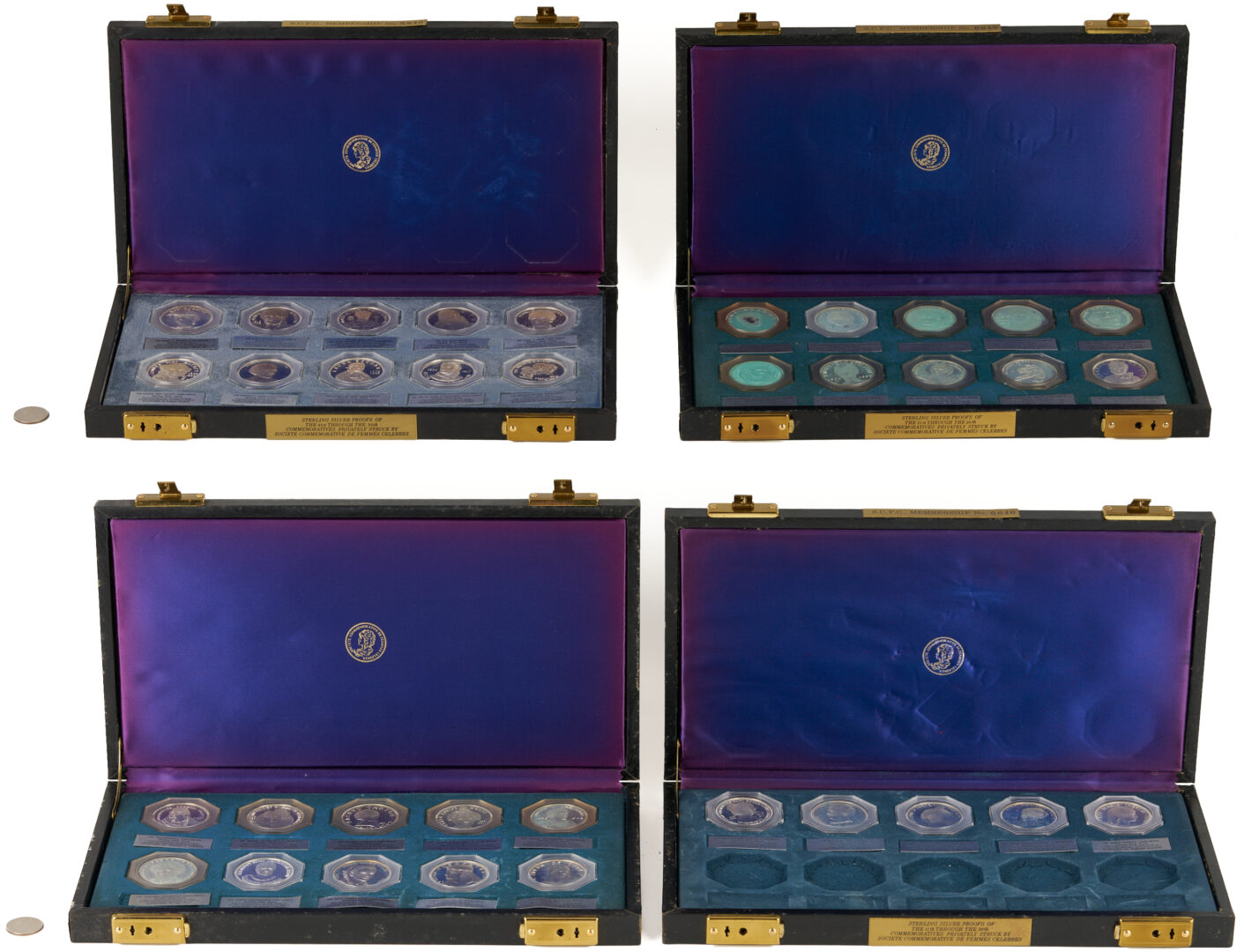 Lot 528: 35 Societe Commemorative de Femmes Celebres Sterling Silver Medals, 29 oz