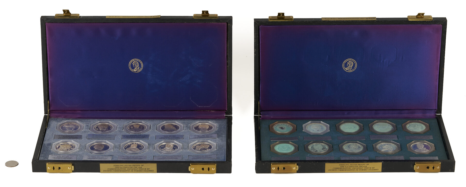 Lot 528: 35 Societe Commemorative de Femmes Celebres Sterling Silver Medals, 29 oz