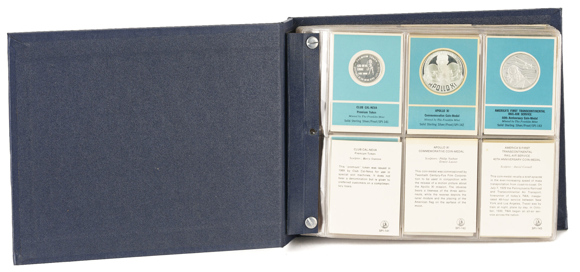 Lot 529: Franklin Mint Natl. Commemorative Society Sterling Silver Proof Rounds, 30 oz. troy