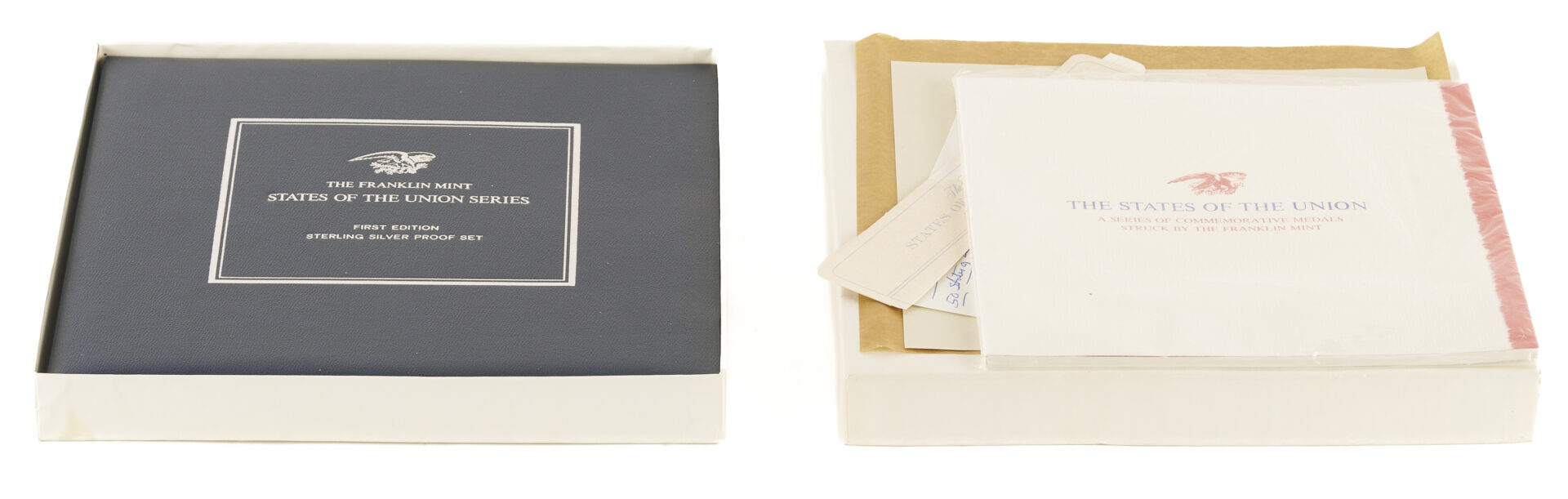 Lot 530: Franklin Mint Sterling Silver States of the Union Medallions, 23 oz.