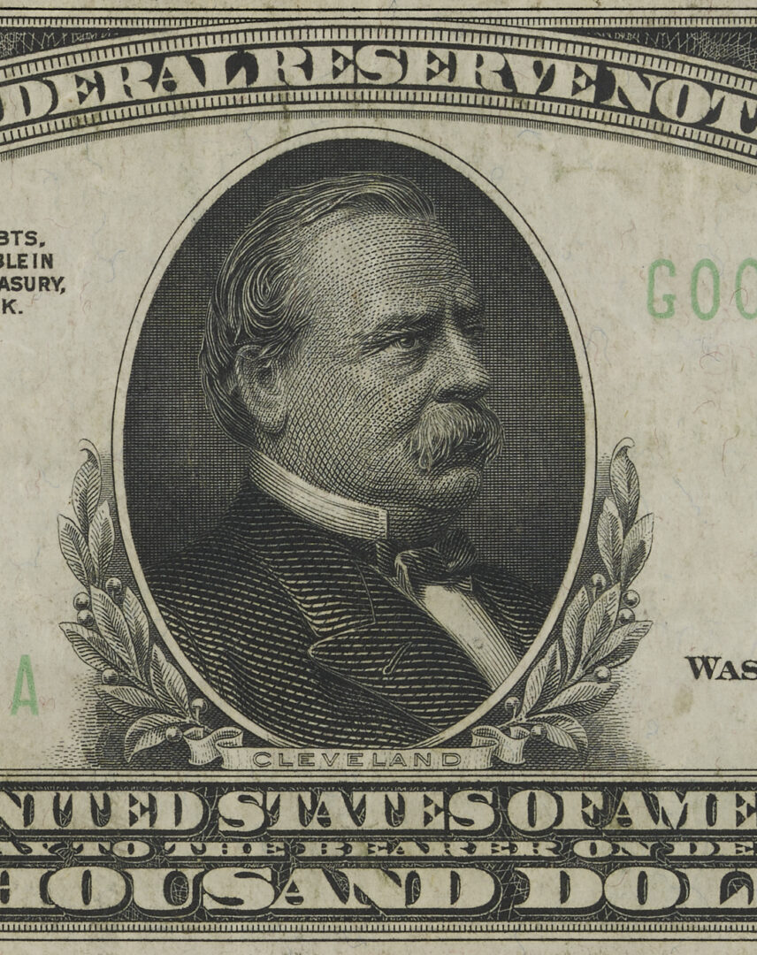 Lot 533: 1934 President Grover Cleveland $1,000 Federal Reserve Note, Chicago