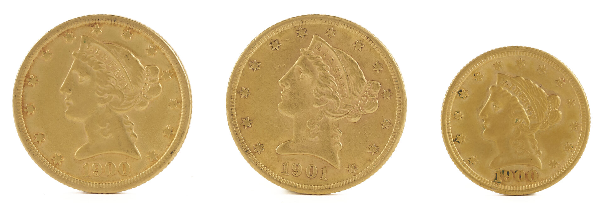 Lot 534: 3 US Liberty Head Gold Coins, $5 and $2.5