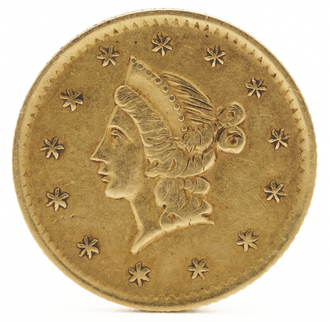 Lot 538: 2 Gold Coins – 1852 Half Dollar Gold Coin and 1899 Ruble Coin