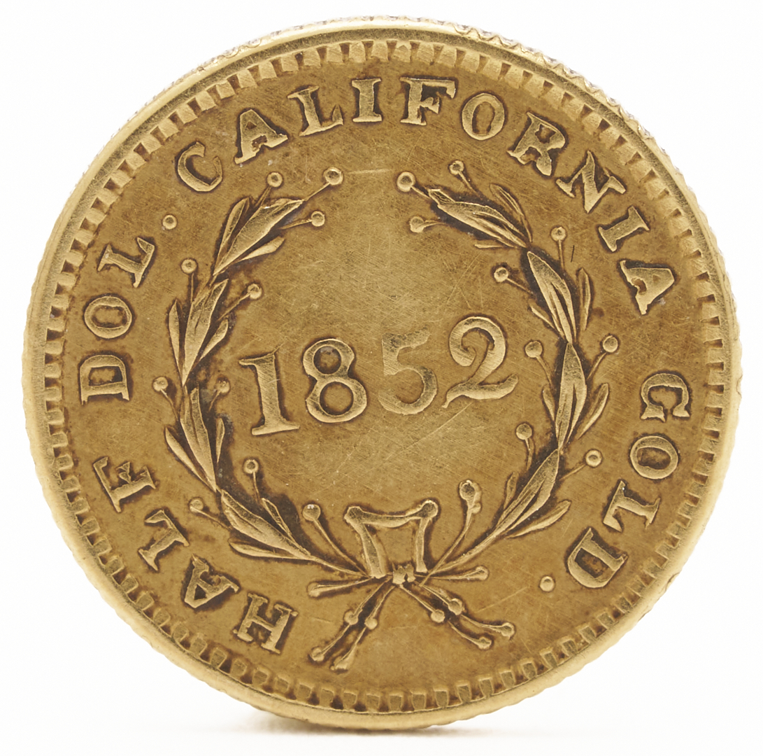 Lot 538: 2 Gold Coins – 1852 Half Dollar Gold Coin and 1899 Ruble Coin