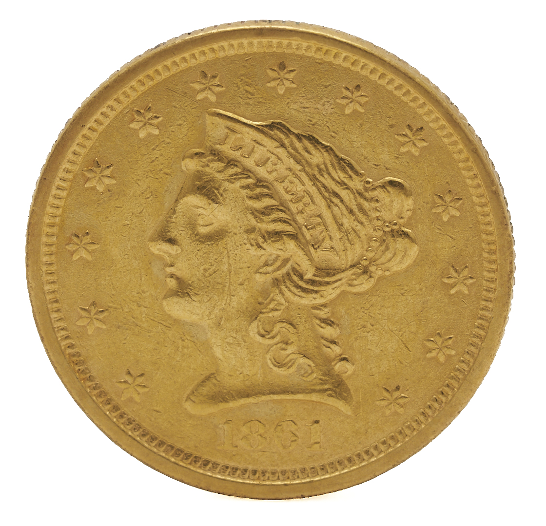 Lot 539: 1861 $2 1/2 Liberty Gold Coin