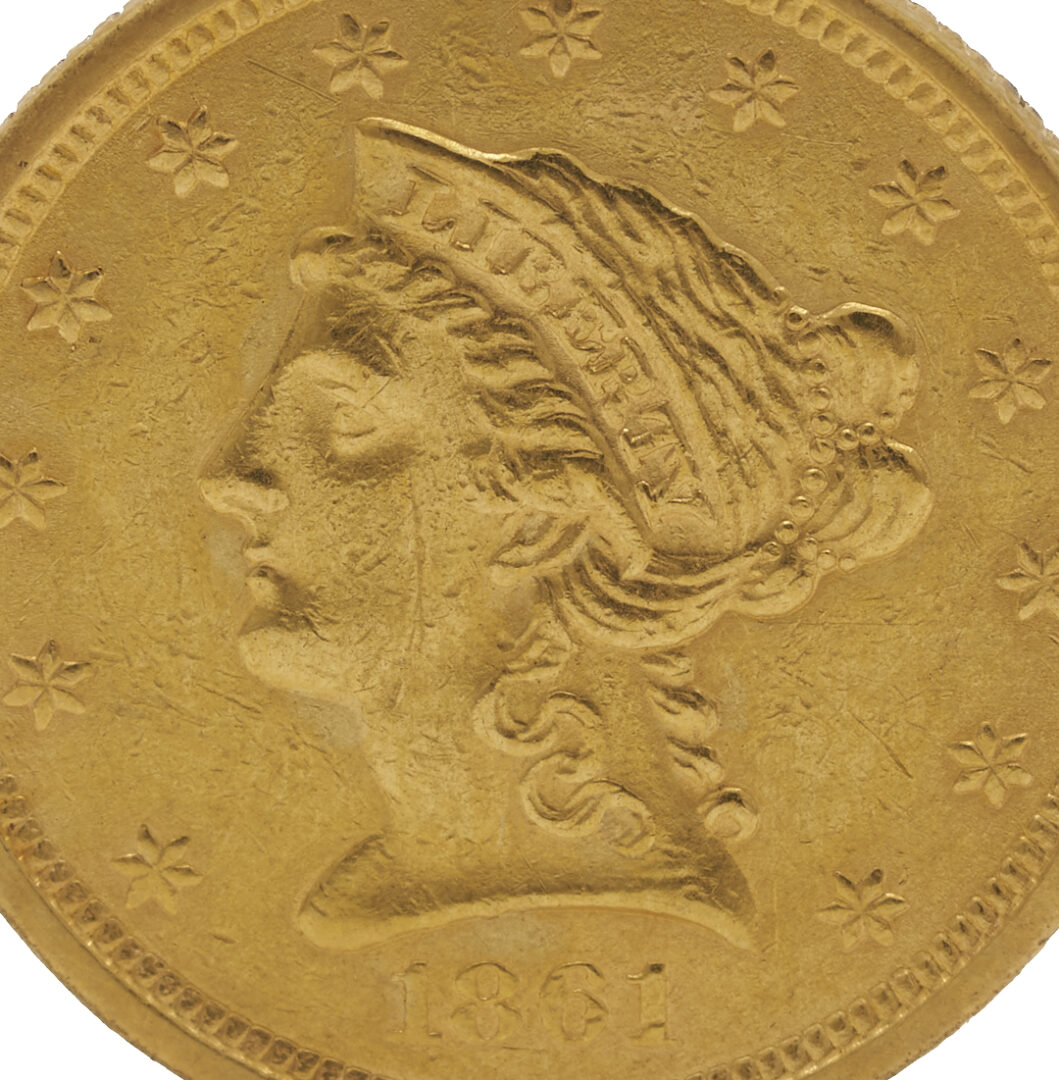 Lot 539: 1861 $2 1/2 Liberty Gold Coin