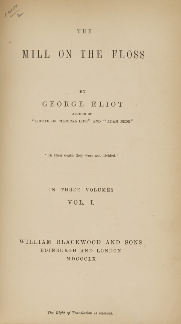 Lot 545: 30 Vols. George Eliot 1st Editions; Mill on the Floss, Silas Marner, Deronda, etc.