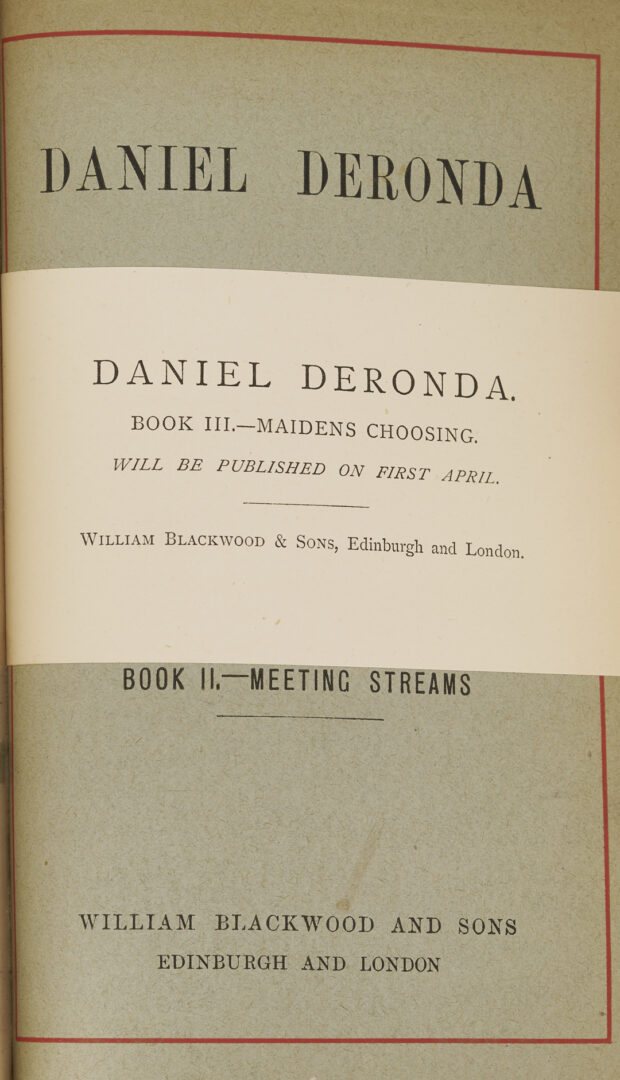 Lot 545: 30 Vols. George Eliot 1st Editions; Mill on the Floss, Silas Marner, Deronda, etc.