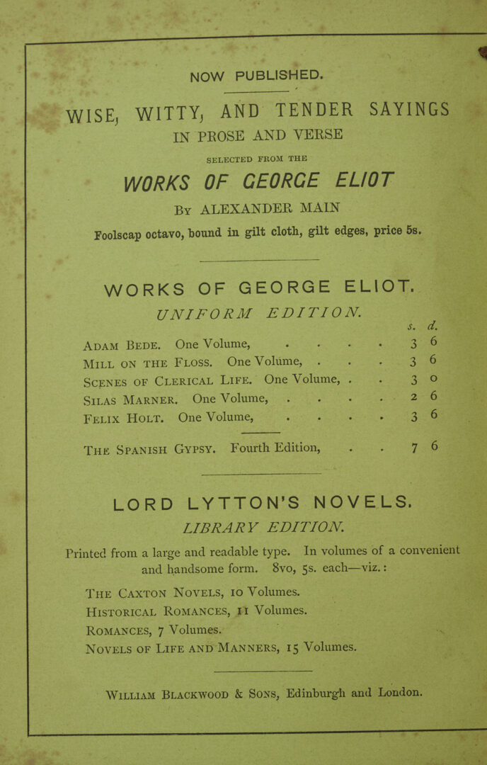 Lot 546: George Eliot, Middlemarch, 1st Edition in 8 Volumes