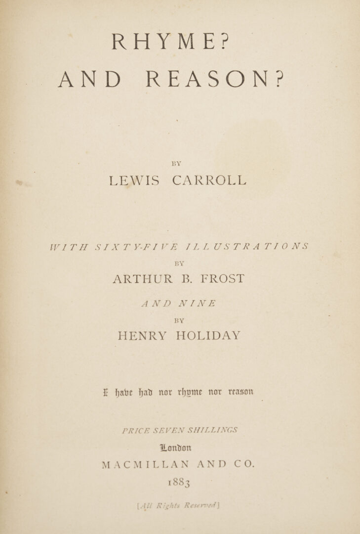 Lot 548: 8 Lewis Carroll Books, First Editions