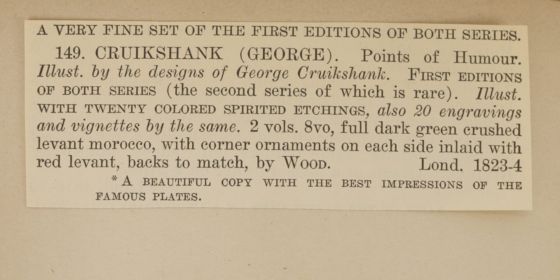 Lot 549: Ten 19th C. 1st Eds: Wordsworth, Cruikshank, Goldsmith, Hunt