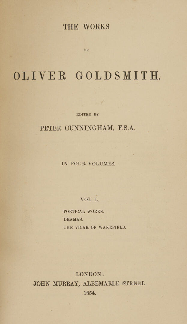 Lot 549: Ten 19th C. 1st Eds: Wordsworth, Cruikshank, Goldsmith, Hunt