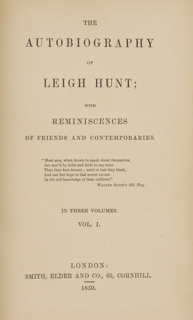 Lot 549: Ten 19th C. 1st Eds: Wordsworth, Cruikshank, Goldsmith, Hunt