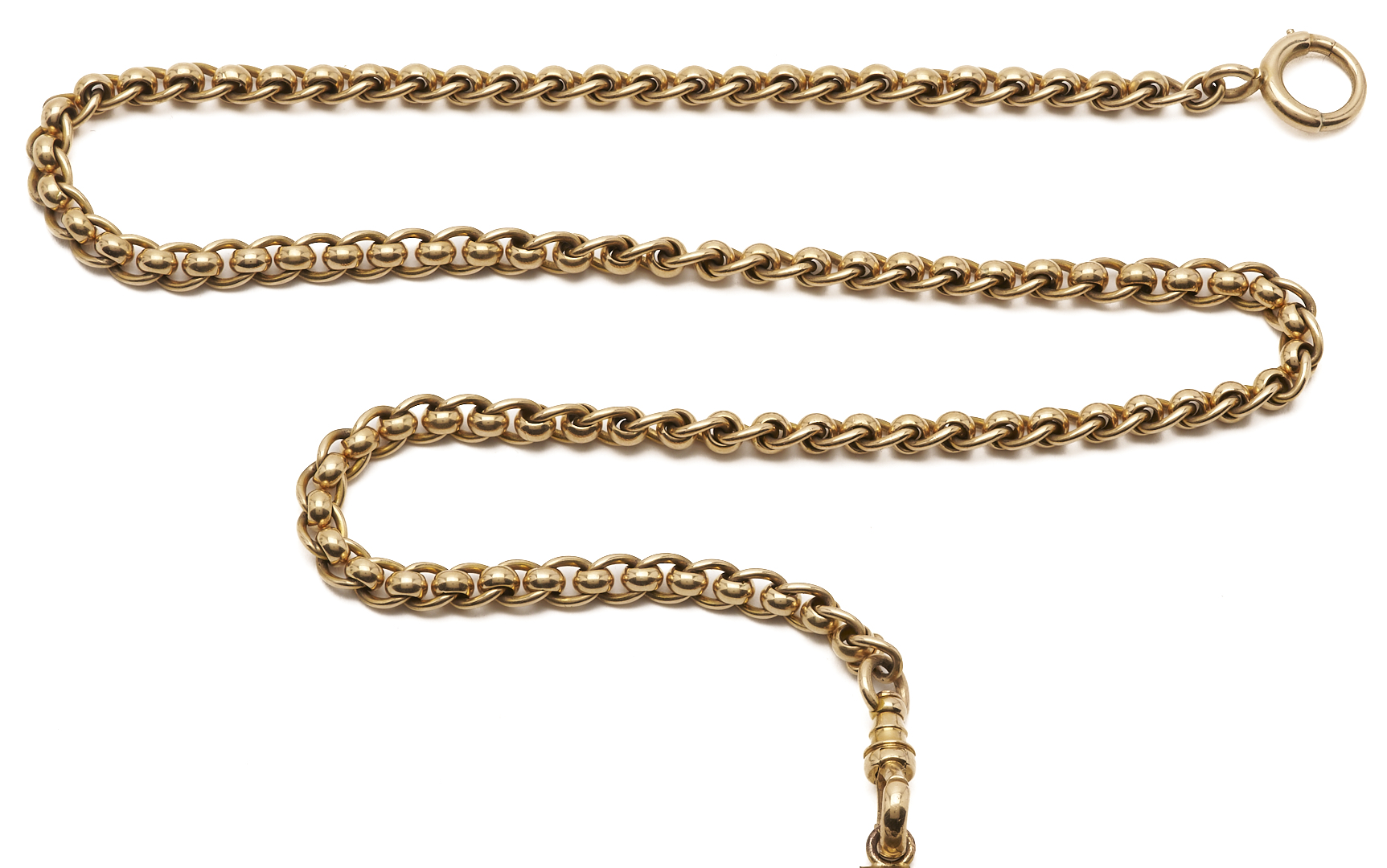 Lot 54: 18K Gold Pocket Watch Chain w/ 1845 $5 Liberty Gold Coin
