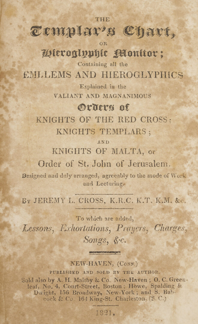 Lot 550: 4 19th C Leatherbound Books; Federalist, Templar and Native Am. Interest