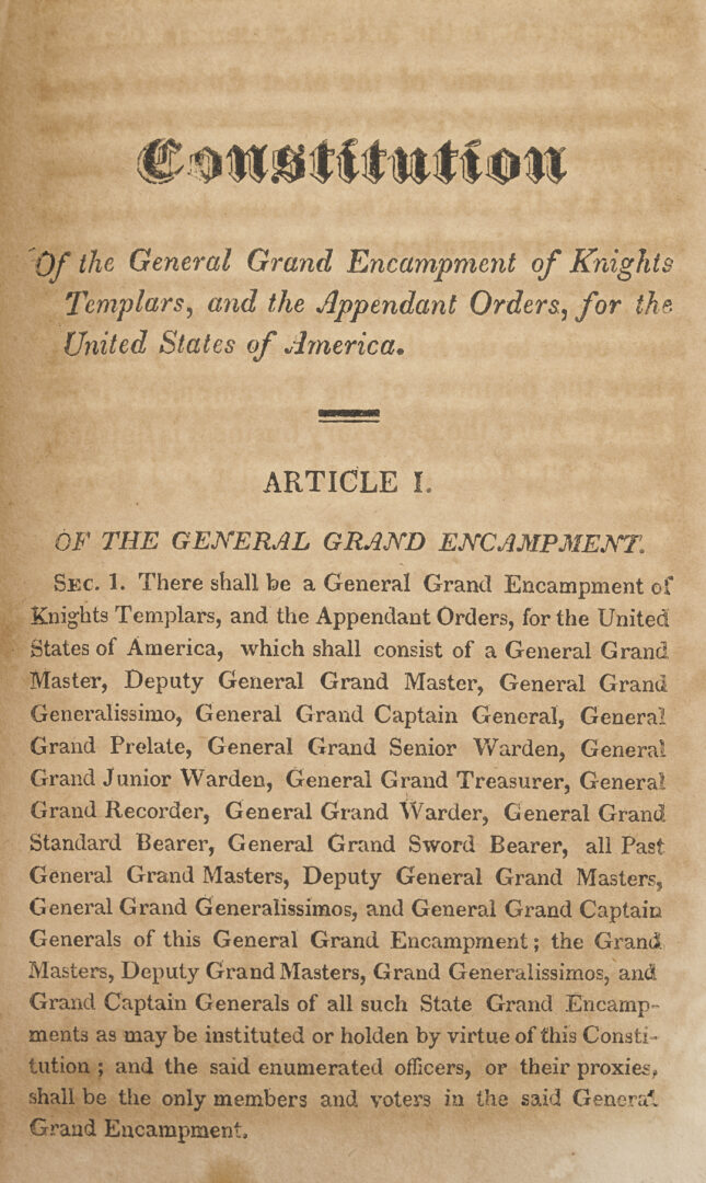 Lot 550: 4 19th C Leatherbound Books; Federalist, Templar and Native Am. Interest