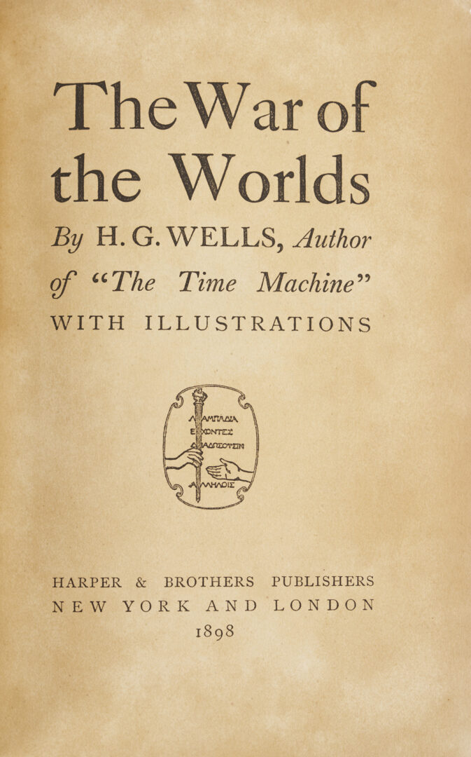 Lot 551: HG Wells, The War of the Worlds First US Edition