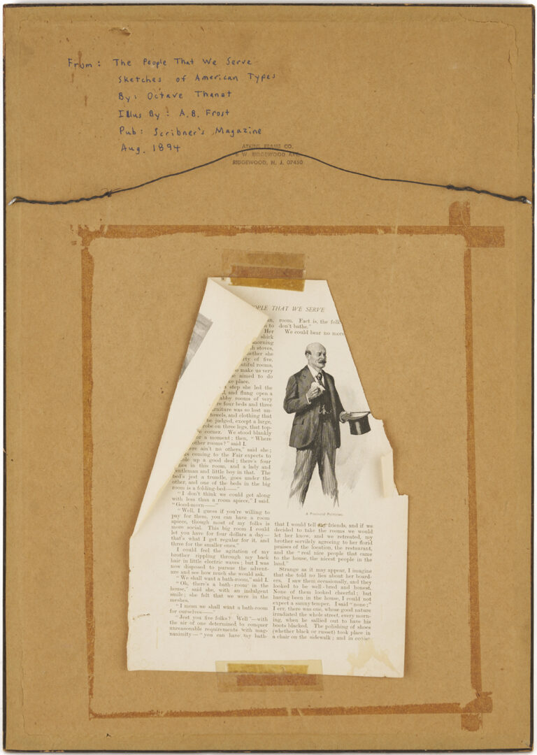 Lot 556: A.B. Frost Illustration Artwork, Man w/ Top Hat from Scribner’s, Plus Book