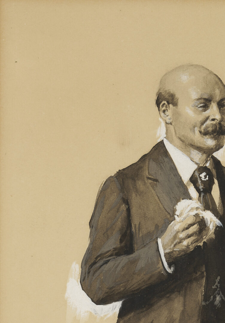 Lot 556: A.B. Frost Illustration Artwork, Man w/ Top Hat from Scribner’s, Plus Book