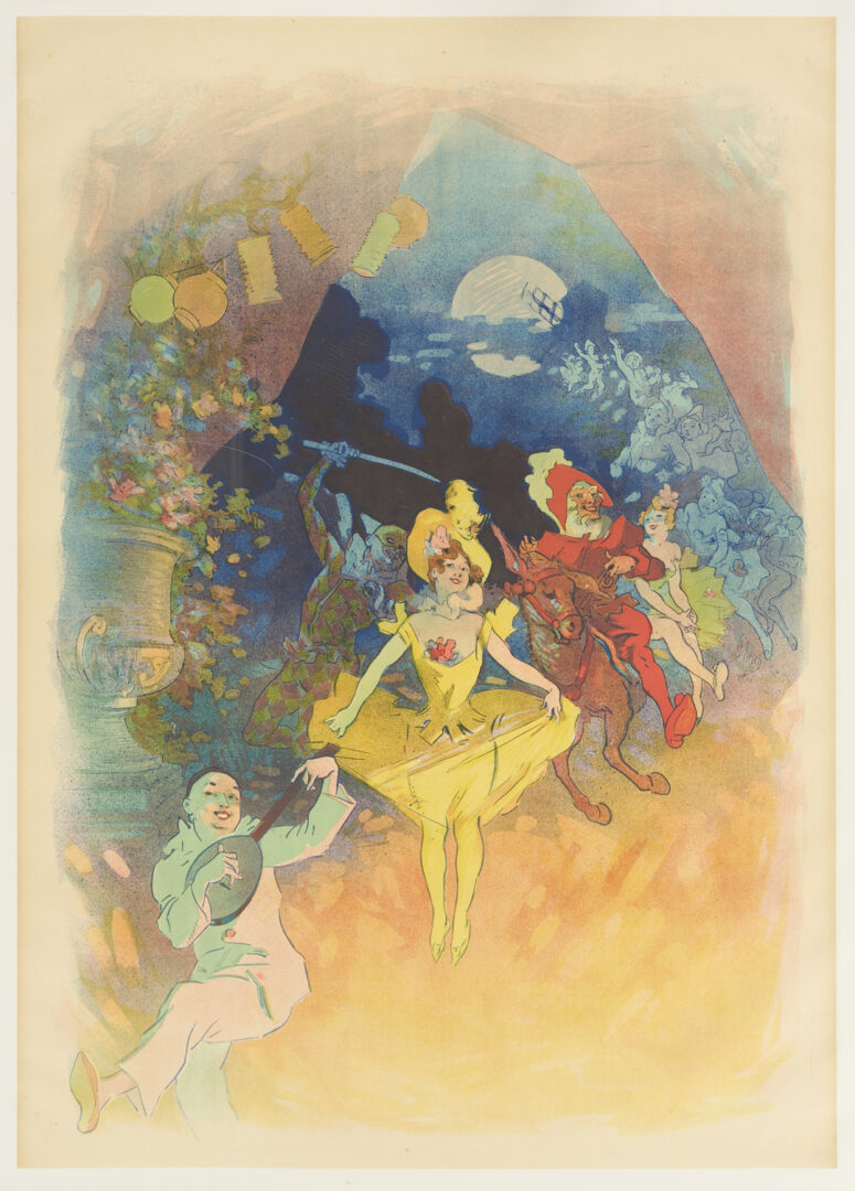 Lot 558: Jules Cheret Lithograph, Musee Grevin, Theatre Les Fantoches de John Hewelt