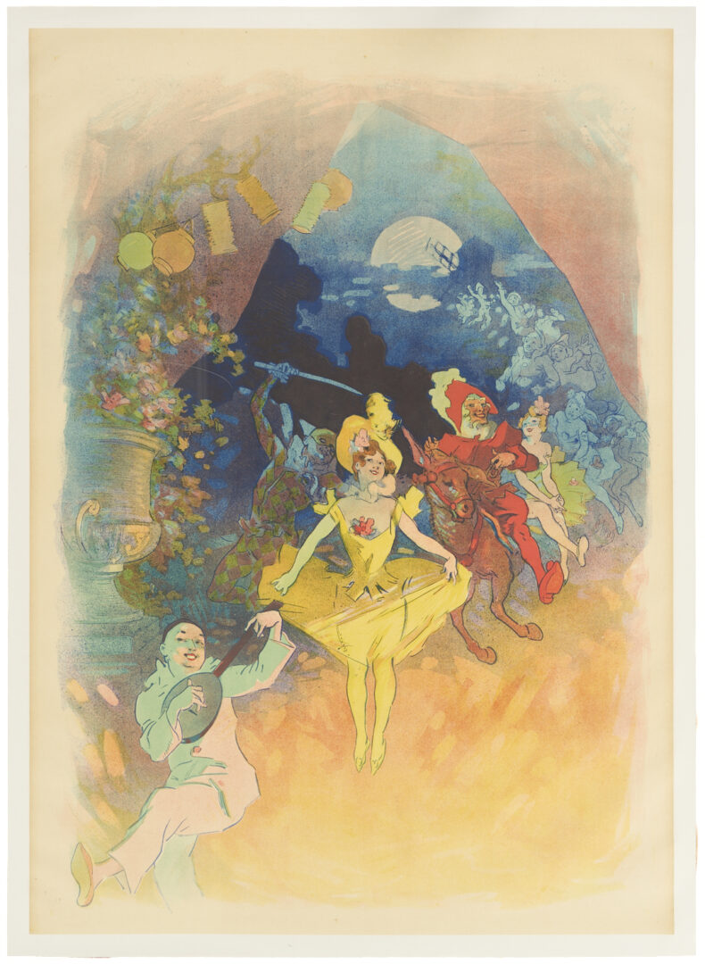 Lot 558: Jules Cheret Lithograph, Musee Grevin, Theatre Les Fantoches de John Hewelt