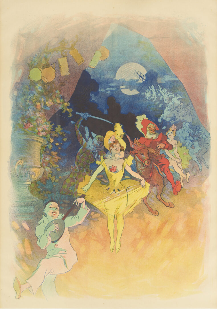 Lot 558: Jules Cheret Lithograph, Musee Grevin, Theatre Les Fantoches de John Hewelt