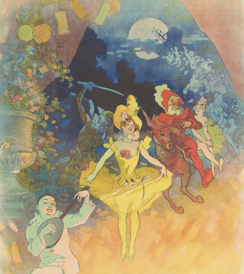 Lot 558: Jules Cheret Lithograph, Musee Grevin, Theatre Les Fantoches de John Hewelt