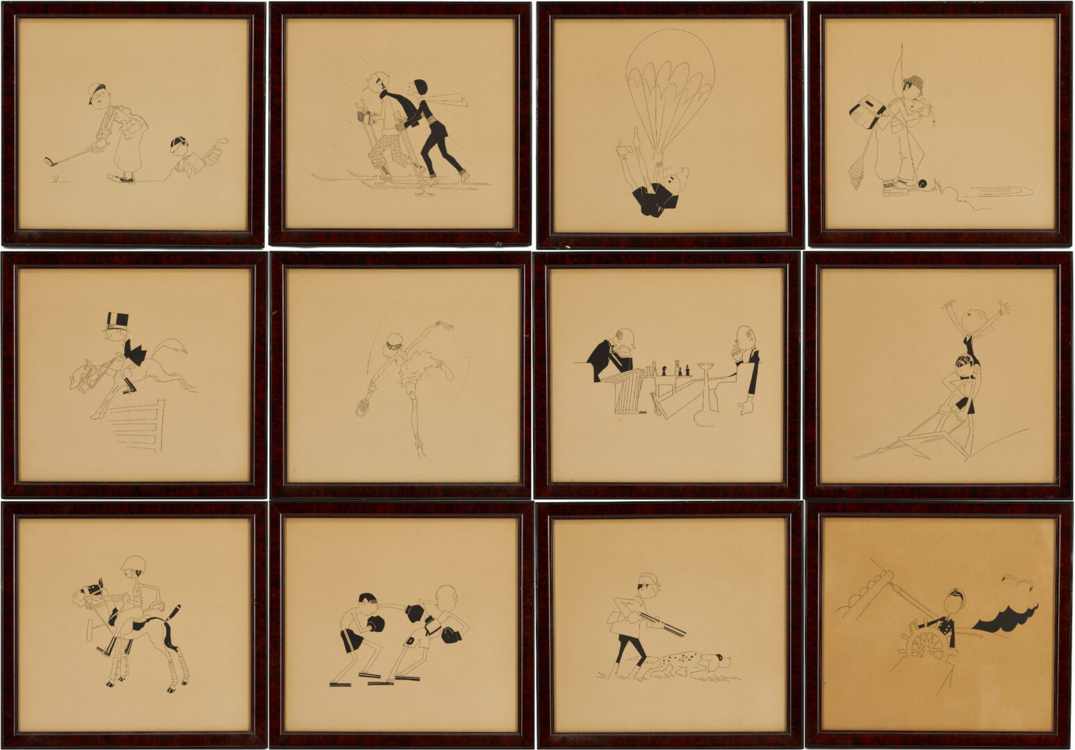 Lot 559: 12 John Held Jr. New Yorker Illustrations, Sports, plus 2 books