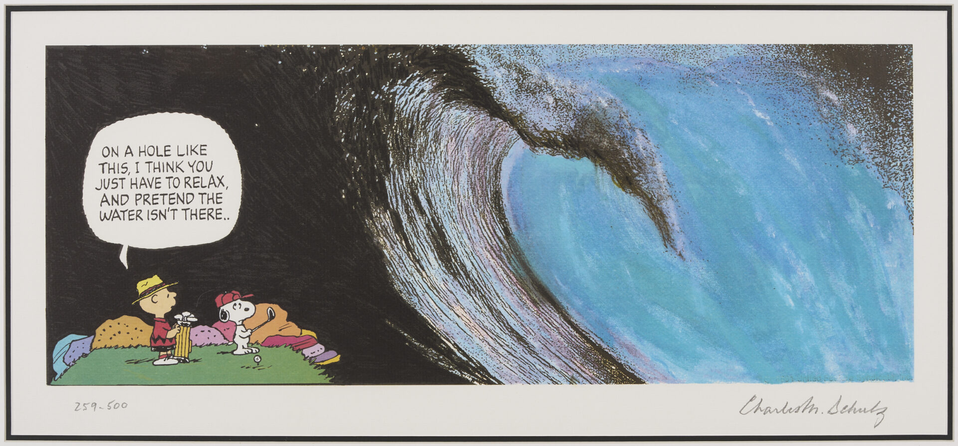 Lot 560: Charles Schulz Signed Peanuts Golf Lithograph, The Wave