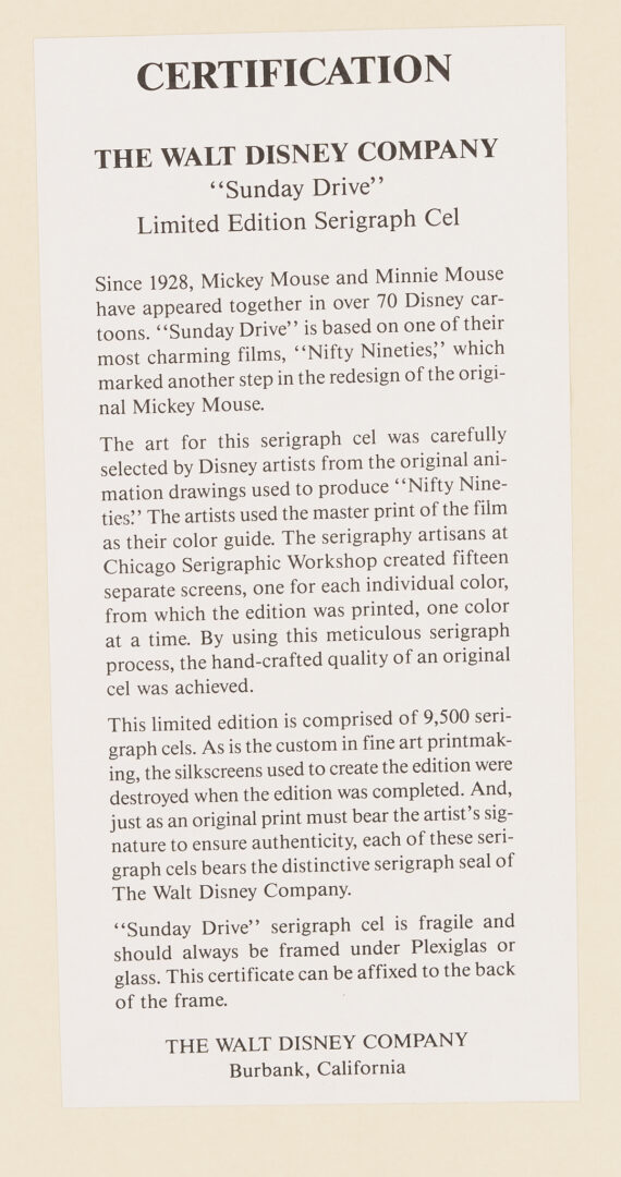 Lot 561: 15 Disney & Warner Bros Seri-Cel Animation Prints Incl. Bugs Bunny, Mickey Mouse