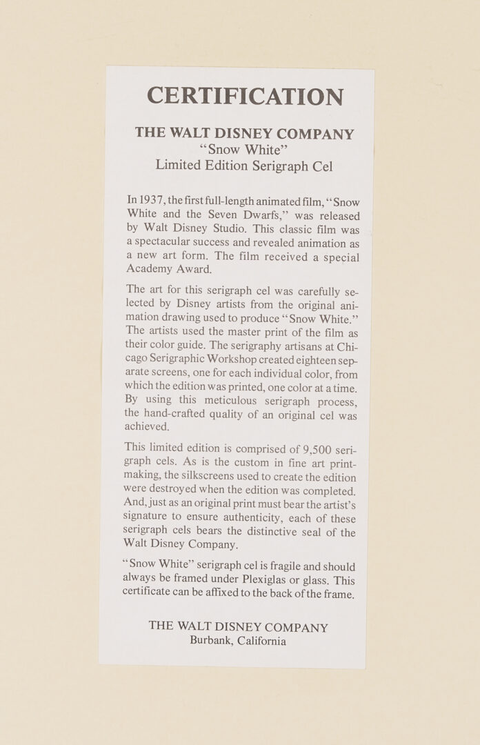 Lot 561: 15 Disney & Warner Bros Seri-Cel Animation Prints Incl. Bugs Bunny, Mickey Mouse