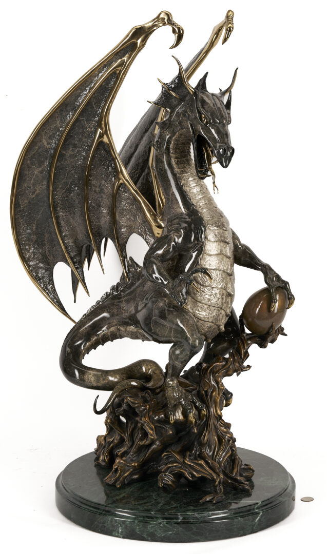 Lot 562: Bill Toma Bronze Dragon Sculpture, Guardian