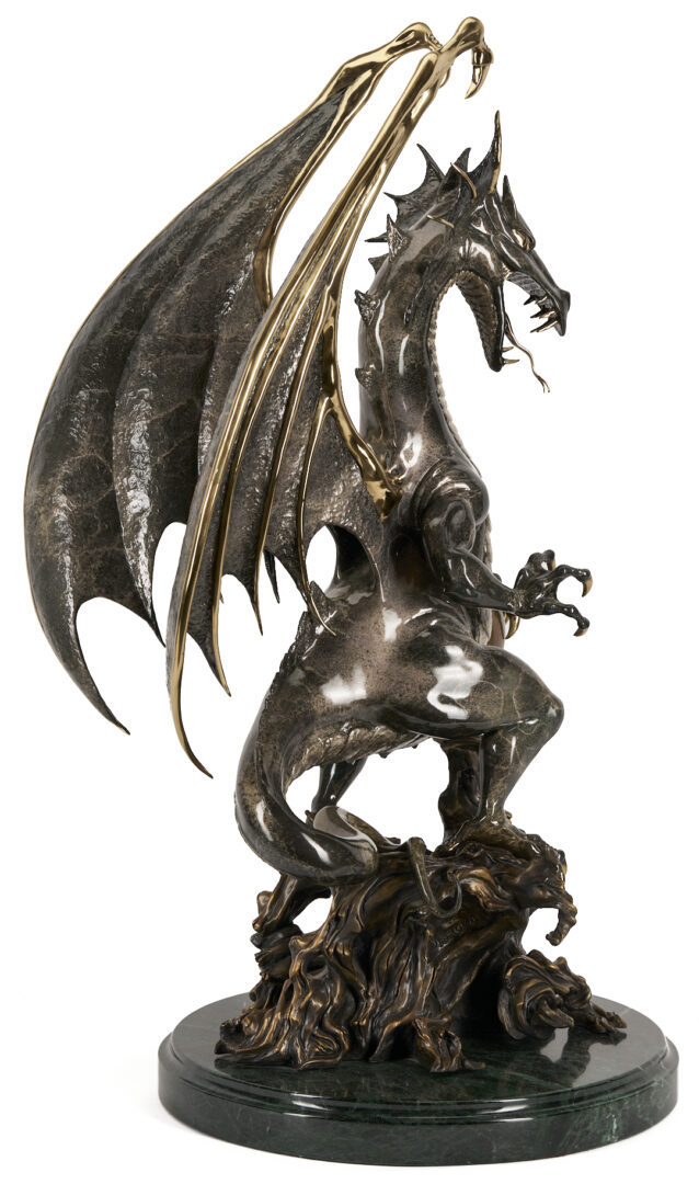 Lot 562: Bill Toma Bronze Dragon Sculpture, Guardian