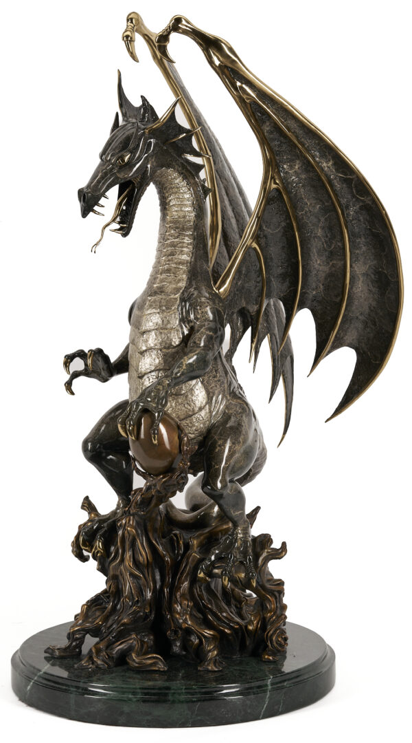Lot 562: Bill Toma Bronze Dragon Sculpture, Guardian