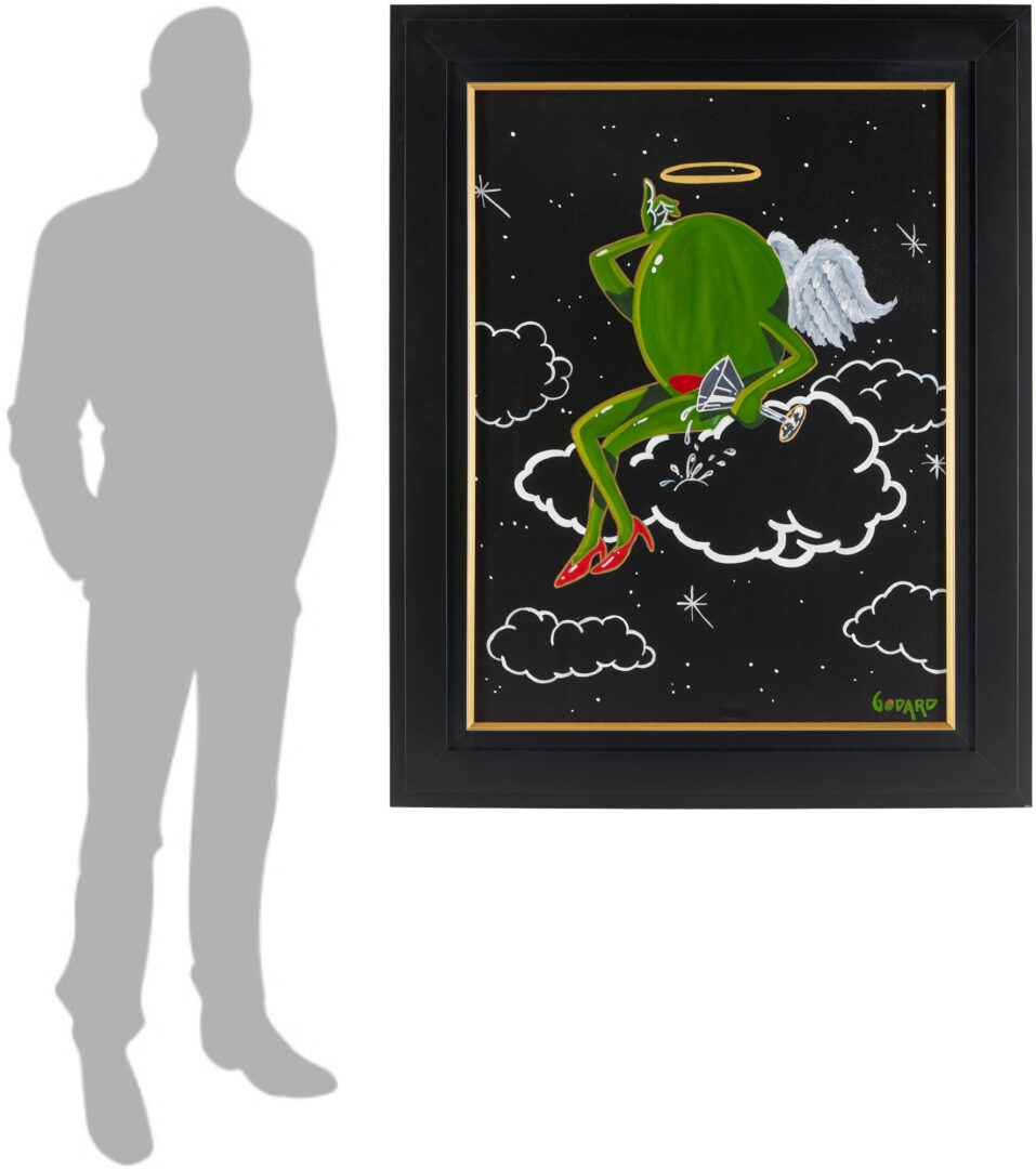 Lot 563: Godard Acrylic on Canvas, Animated Olive on Cloud
