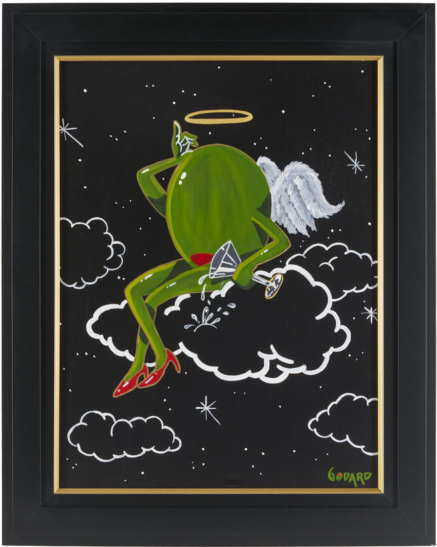 Lot 563: Godard Acrylic on Canvas, Animated Olive on Cloud