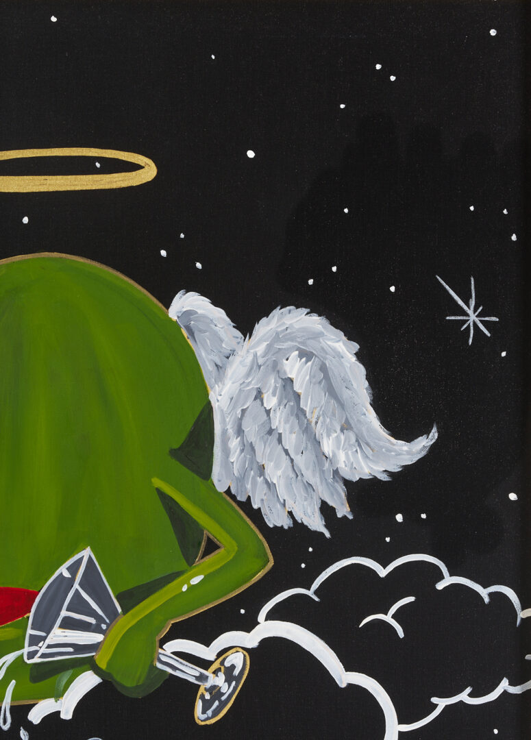 Lot 563: Godard Acrylic on Canvas, Animated Olive on Cloud