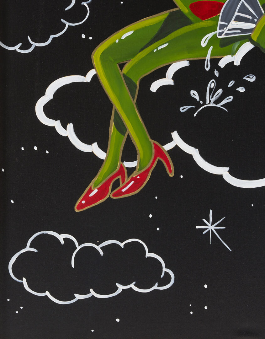 Lot 563: Godard Acrylic on Canvas, Animated Olive on Cloud