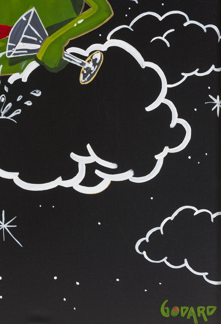 Lot 563: Godard Acrylic on Canvas, Animated Olive on Cloud