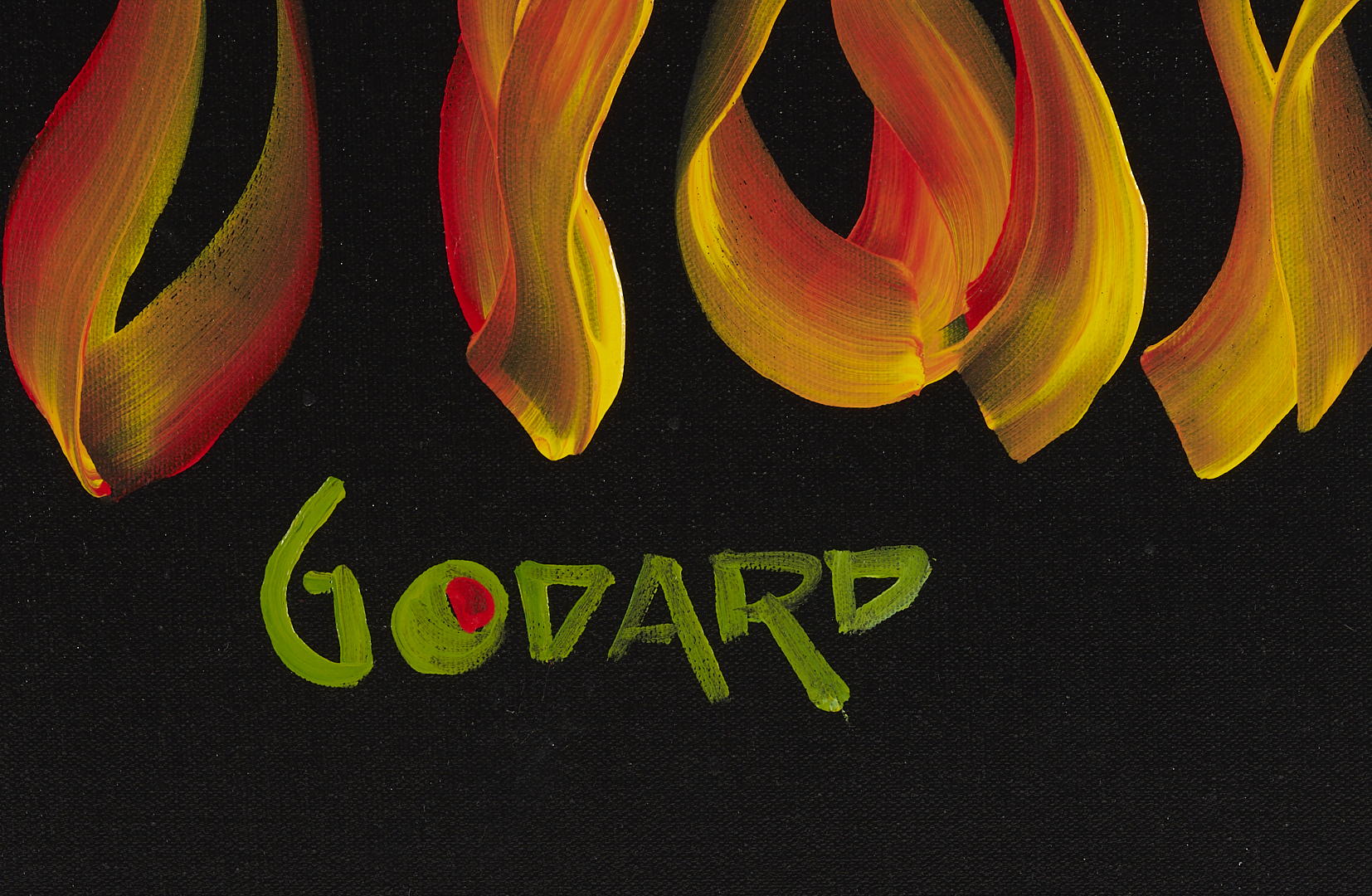 Lot 564: Godard Acrylic on Canvas, Animated Olive w/ Horns