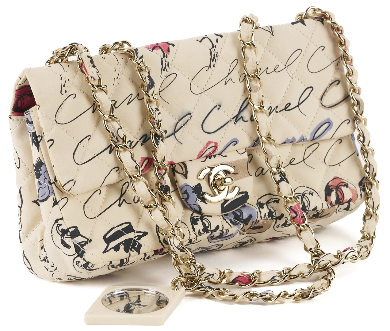 Lot 565: Chanel Nylon Quilted Rue Cambon Camellia Bag