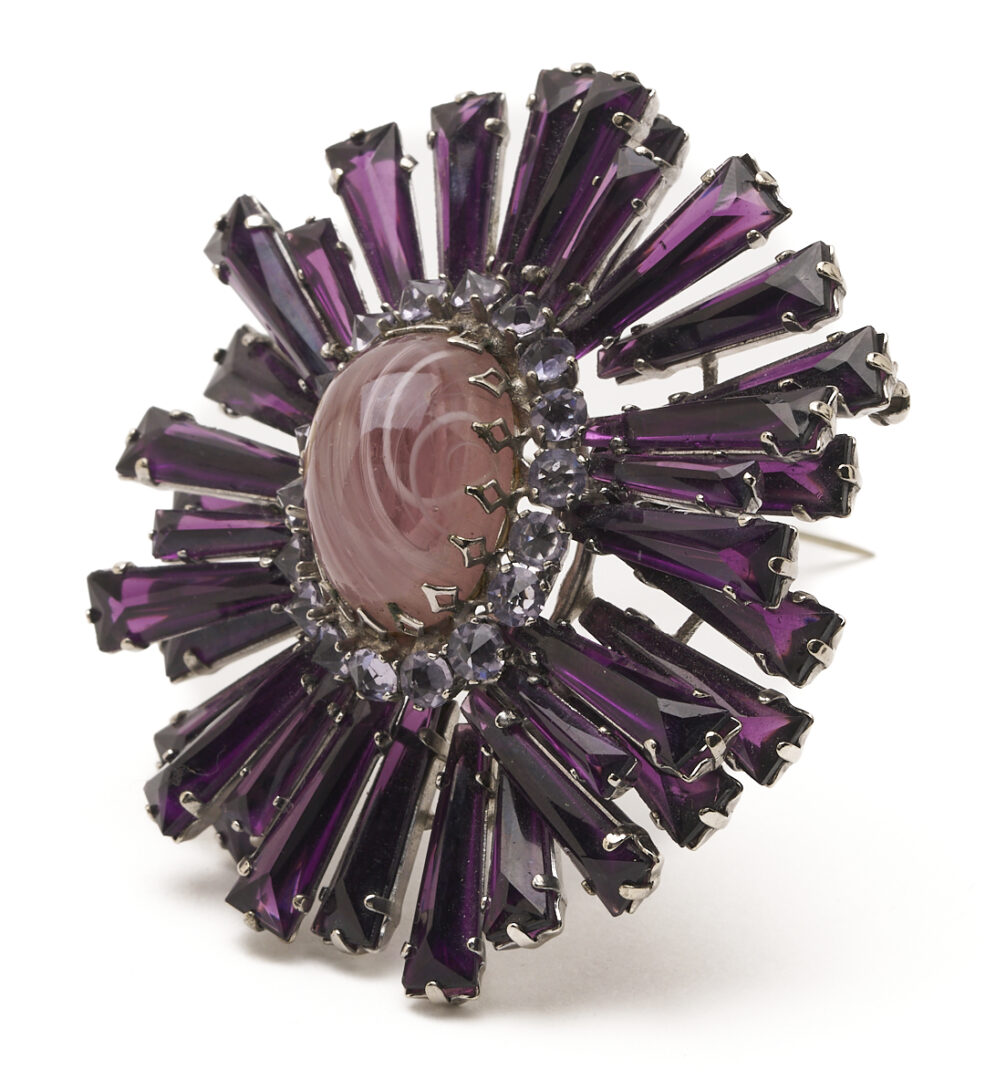 Lot 566: Schreiner Keystone Ruffle Brooch/Pendant & Earrings