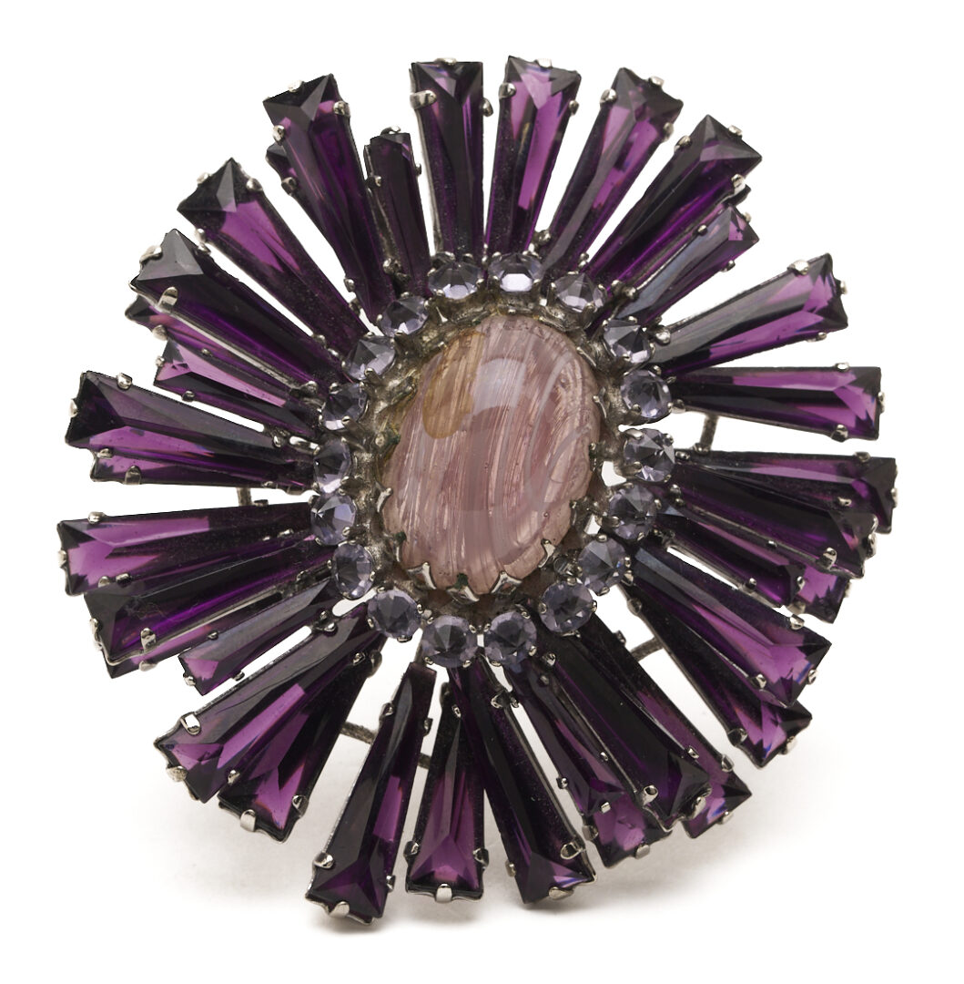 Lot 566: Schreiner Keystone Ruffle Brooch/Pendant & Earrings