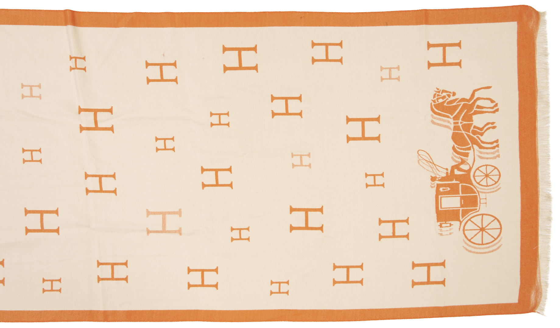 Lot 568: Orange and Beige Hermes Cashmere Stole and 2 Louis Vuitton Scarves